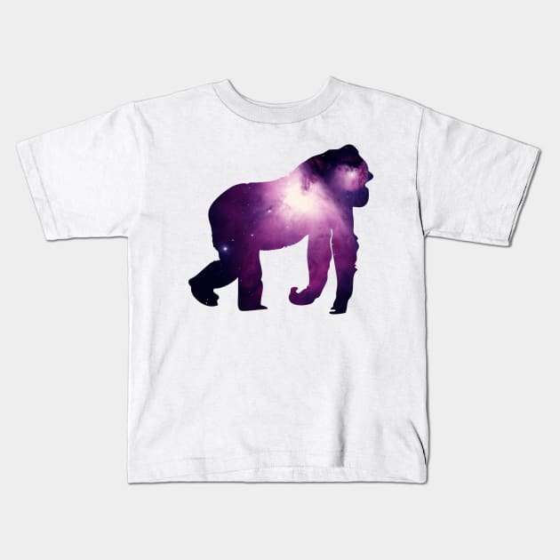 Purple Gorilla Kids T-Shirt by giantplayful